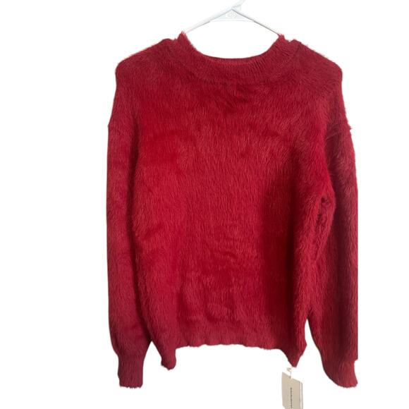 Commense Women's Medium Bright Red Long Sleeve Crew Neck Soft Sweater - Picture 3 of 10